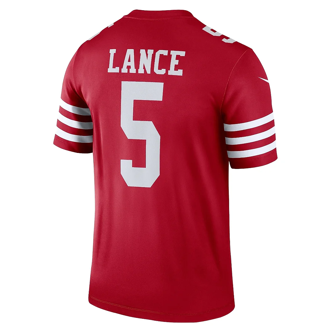 Zennovawear Men's San Francisco 49ers Trey Lance Scarlet Team Legend Player Performance Top