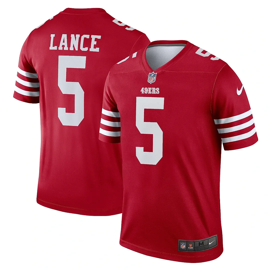 Zennovawear Men's San Francisco 49ers Trey Lance Scarlet Team Legend Player Performance Top
