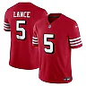 Zennovawear Men's San Francisco 49ers Trey Lance Scarlet Vapor F.U.S.E. Limited Jersey