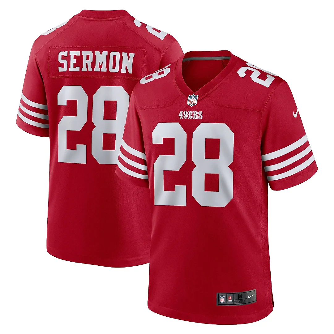 Zennovawear Men's San Francisco 49ers Trey Sermon Scarlet Player Game Jersey