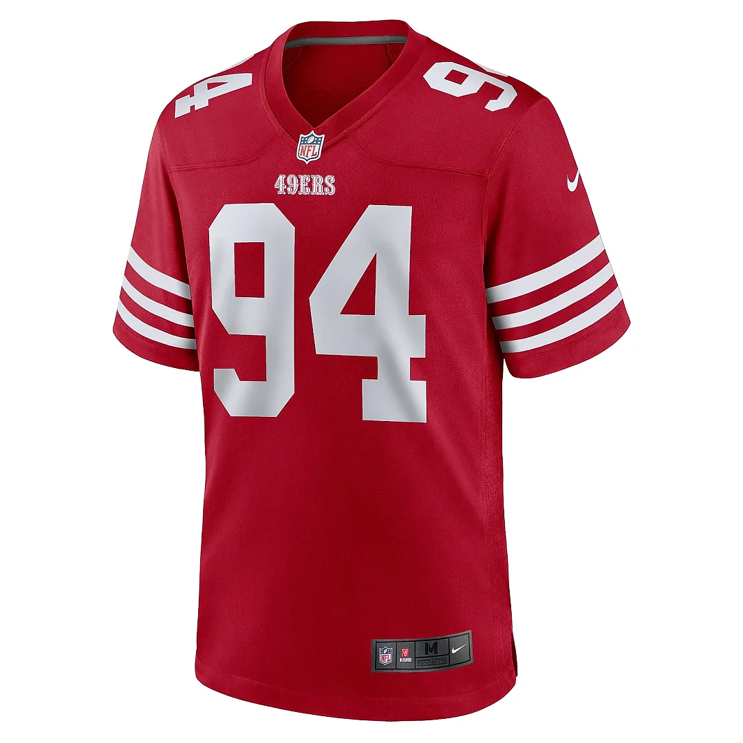Zennovawear Men's San Francisco 49ers Yetur Gross-Matos Scarlet Team Game Jersey