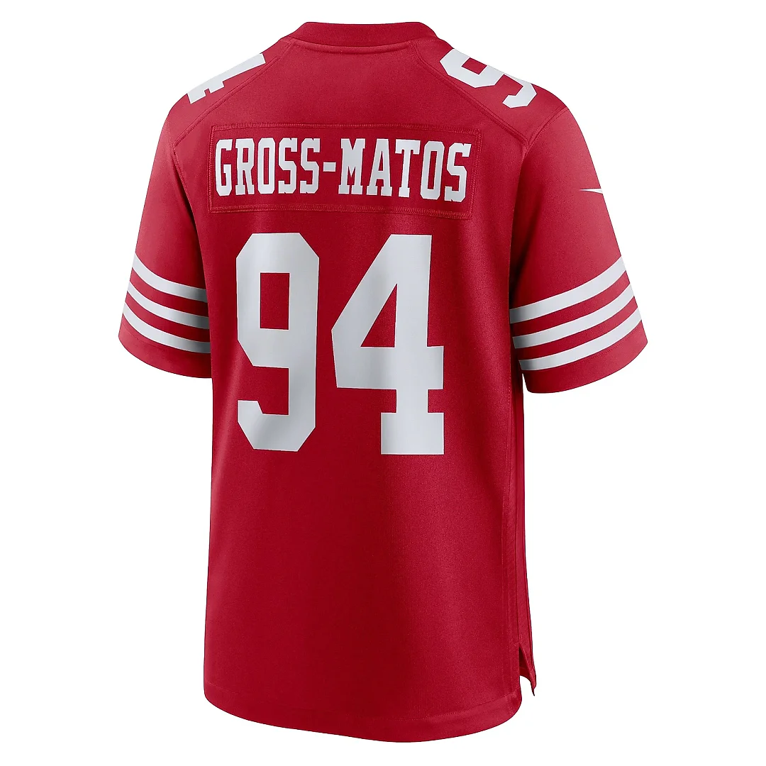 Zennovawear Men's San Francisco 49ers Yetur Gross-Matos Scarlet Team Game Jersey
