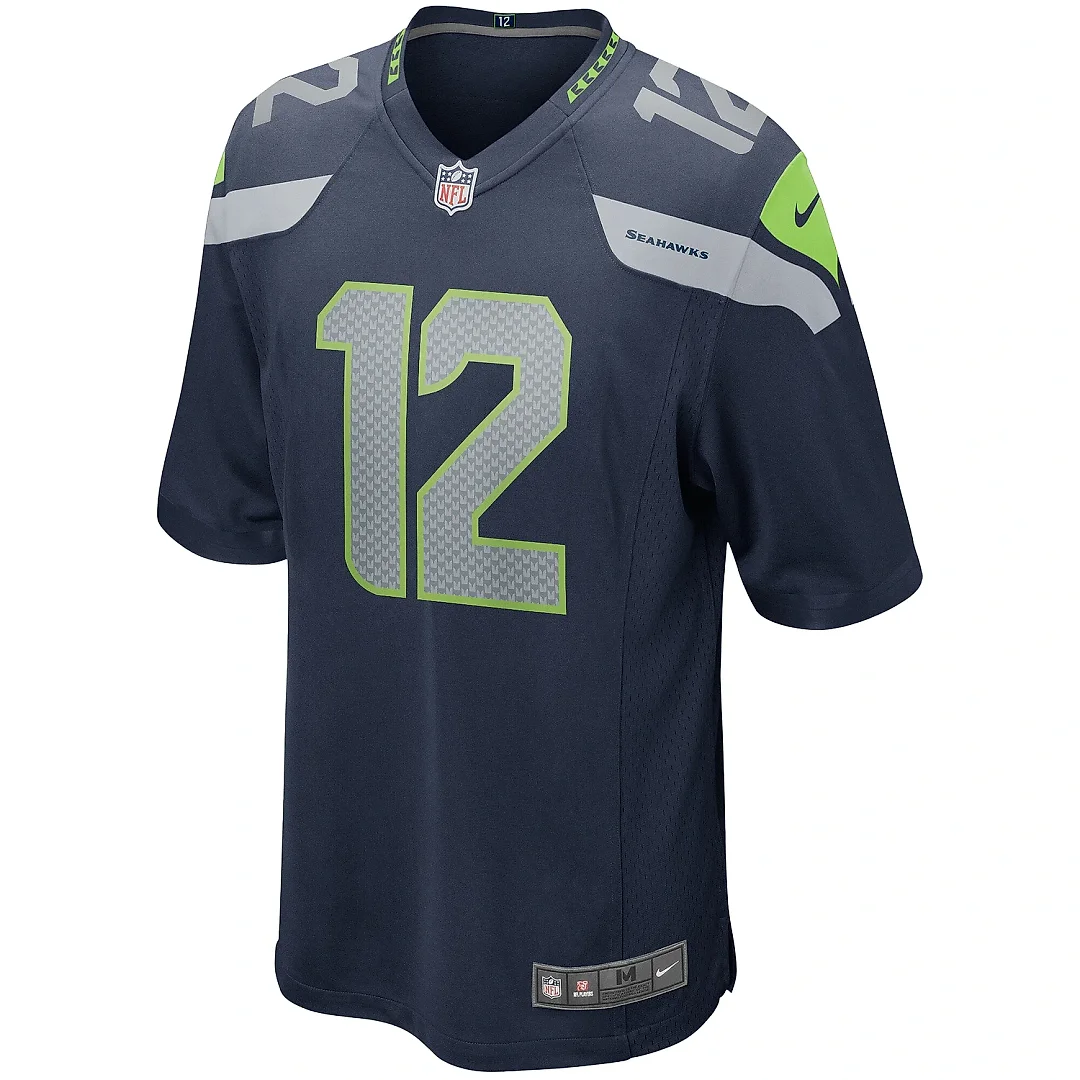 Zennovawear Men's Seattle Seahawks 12s College Navy Team Game Jersey