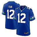 Zennovawear Men's Seattle Seahawks 12s Royal Throwback Player Game Jersey