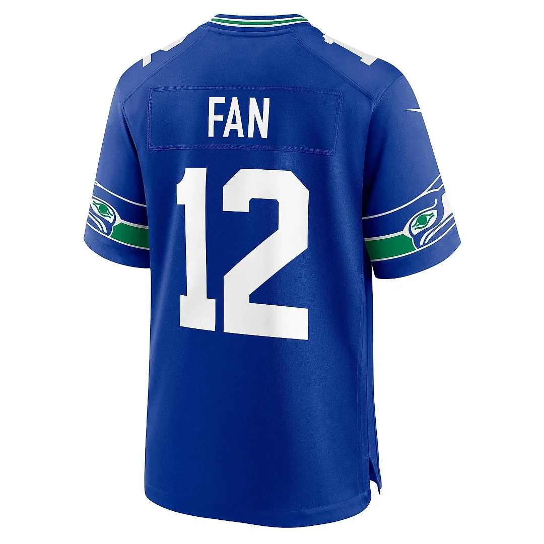Zennovawear Men's Seattle Seahawks 12s Royal Throwback Player Game Jersey