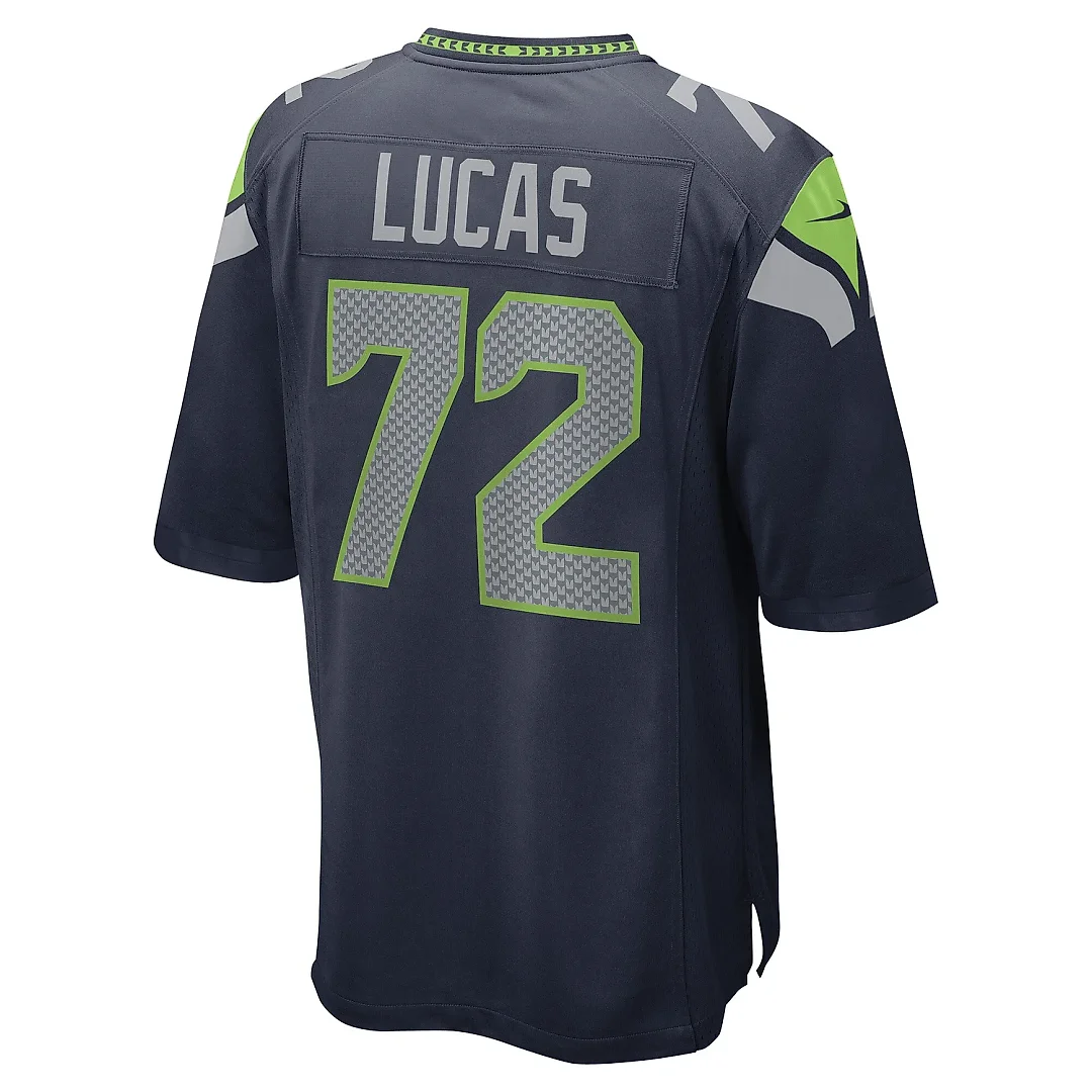 Zennovawear Men's Seattle Seahawks Abraham Lucas College Navy Game Player Jersey