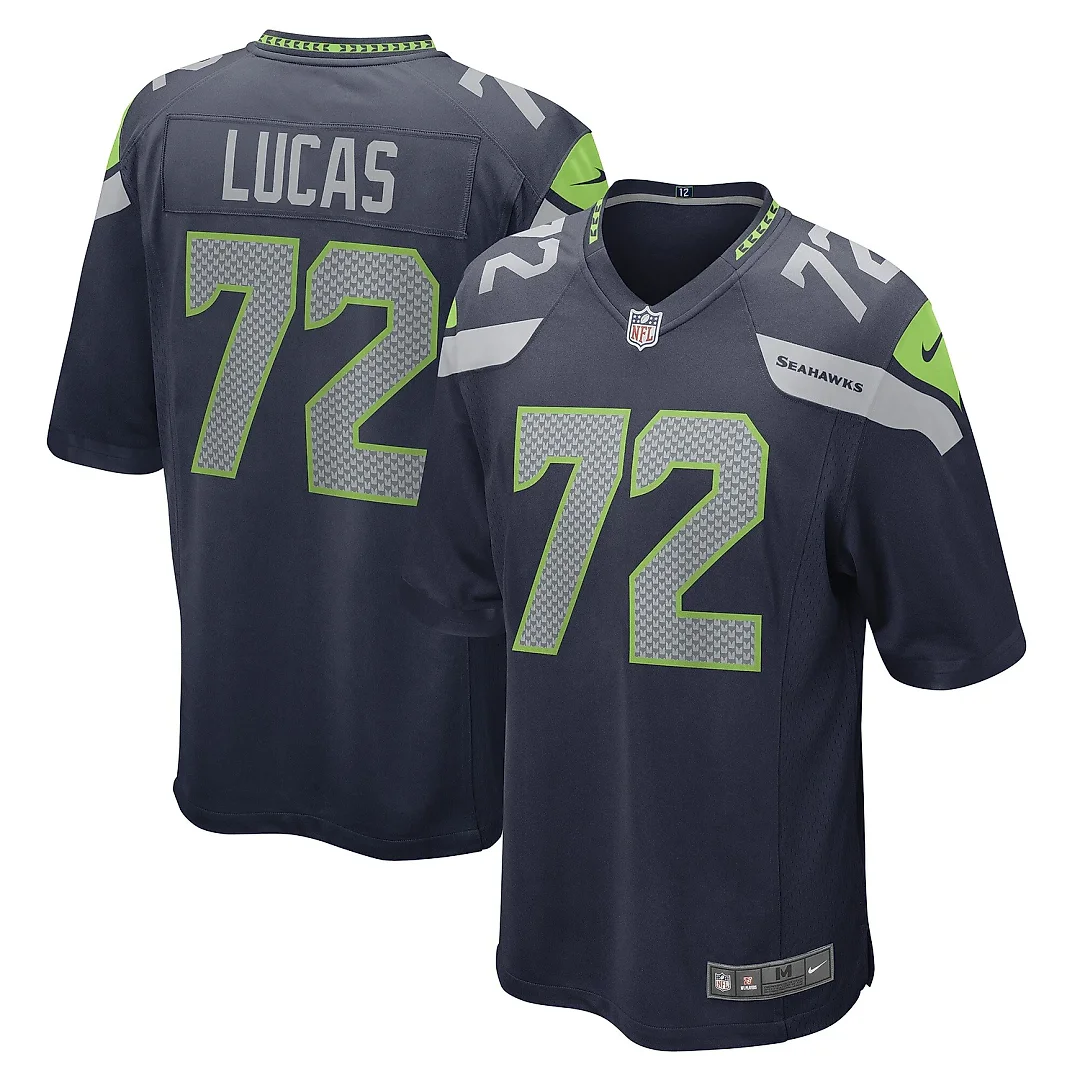 Zennovawear Men's Seattle Seahawks Abraham Lucas College Navy Game Player Jersey