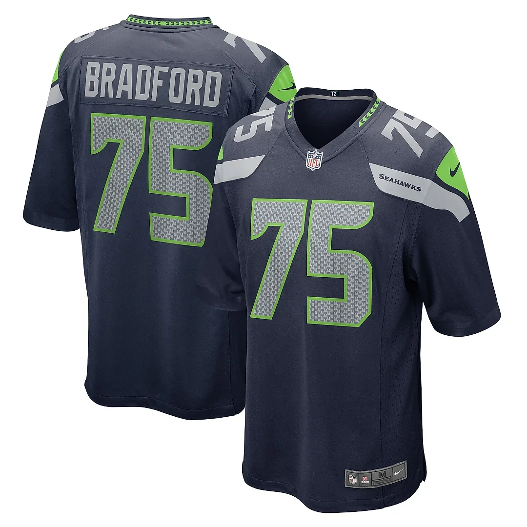 Zennovawear Men's Seattle Seahawks Anthony Bradford College Navy Team Game Jersey