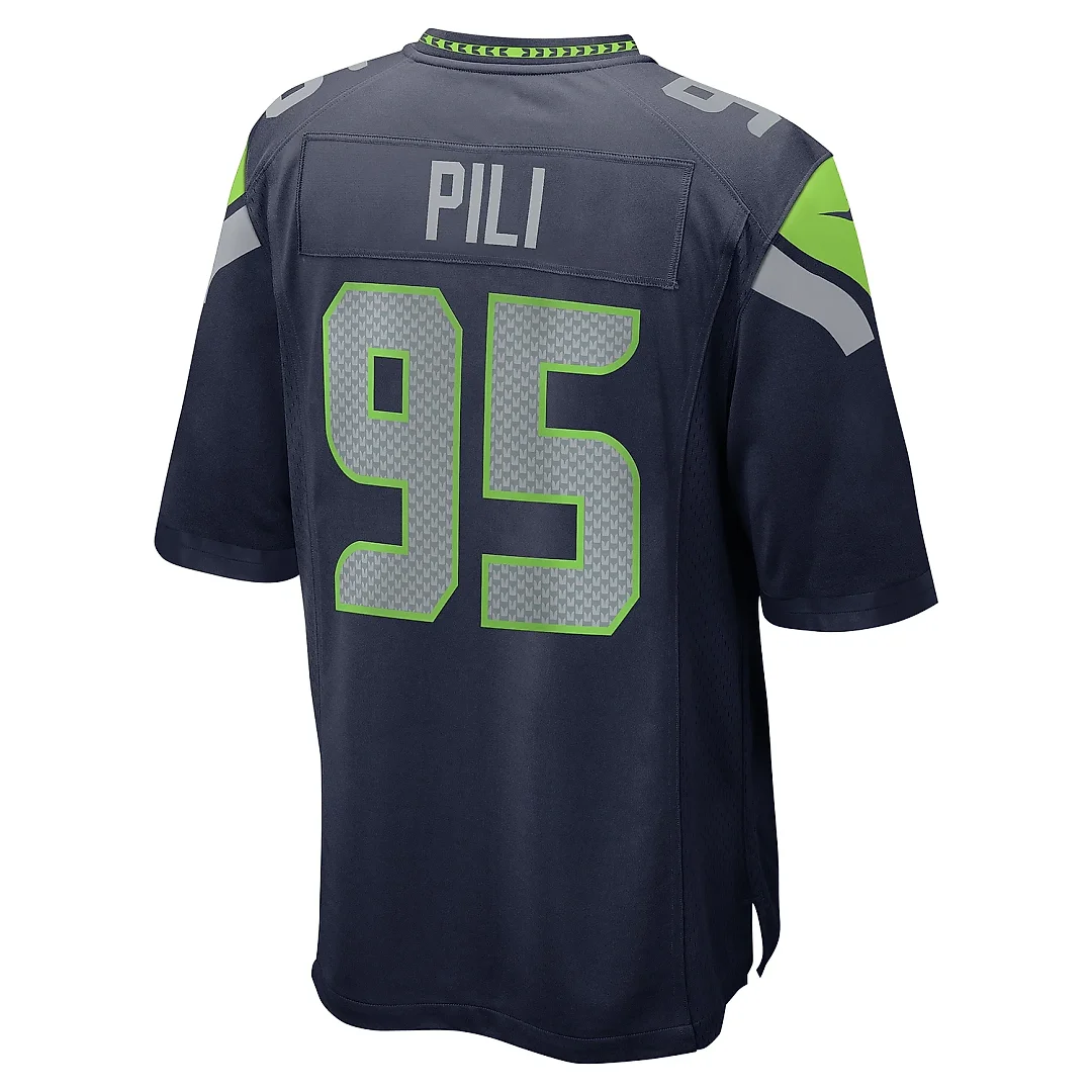 Zennovawear Men's Seattle Seahawks Brandon Pili College Navy Team Game Jersey