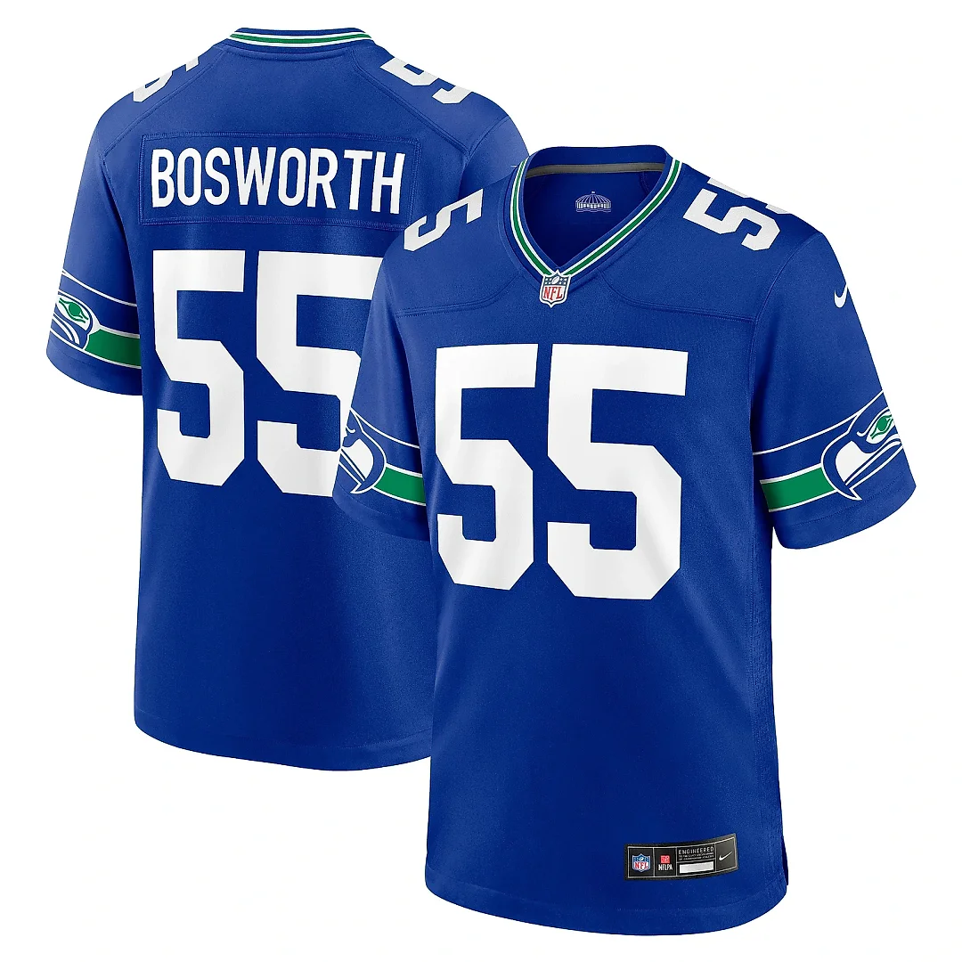 Zennovawear Men's Seattle Seahawks Brian Bosworth Royal Throwback Retired Player Game Jersey