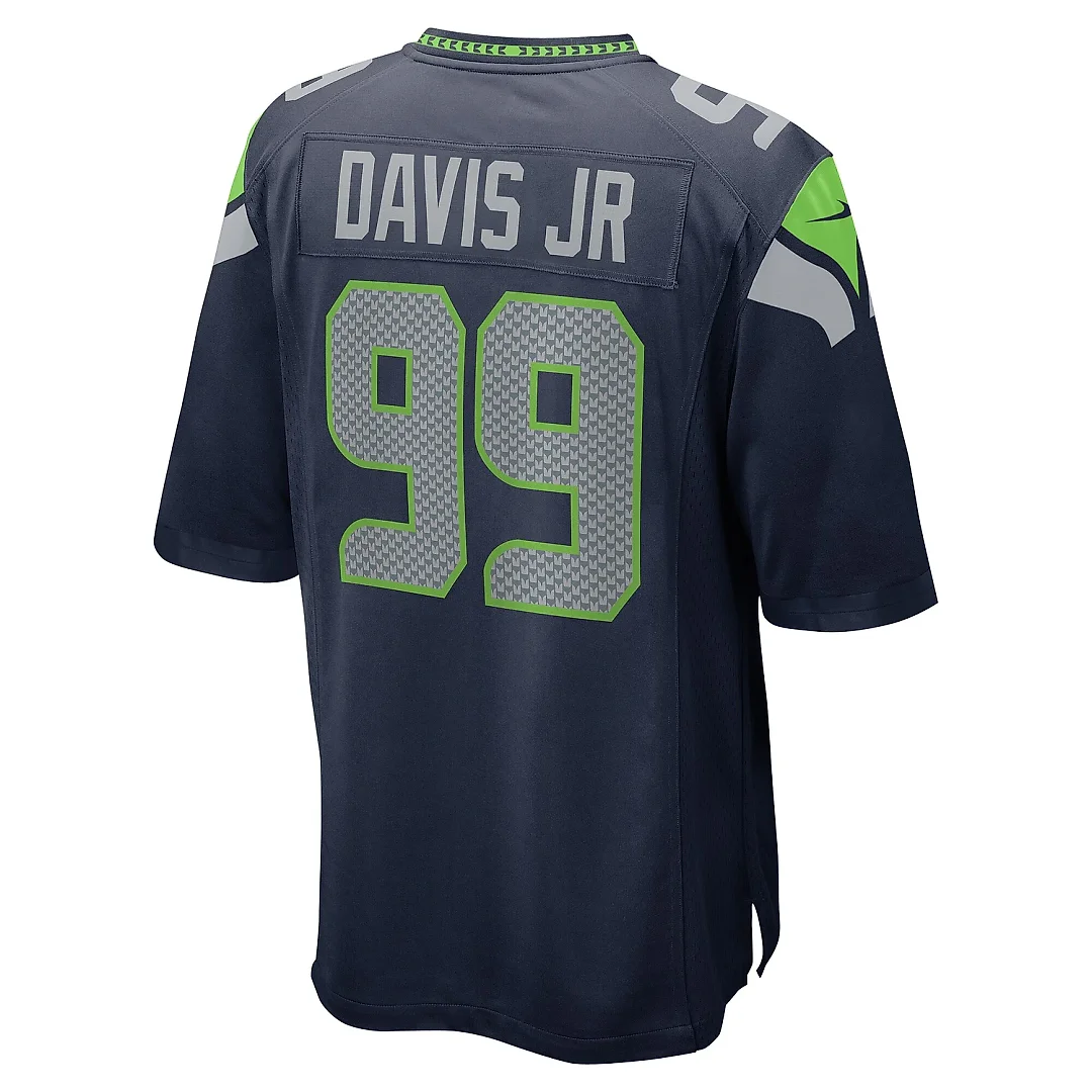 Zennovawear Men's Seattle Seahawks Carl Davis Jr. College Navy Game Jersey