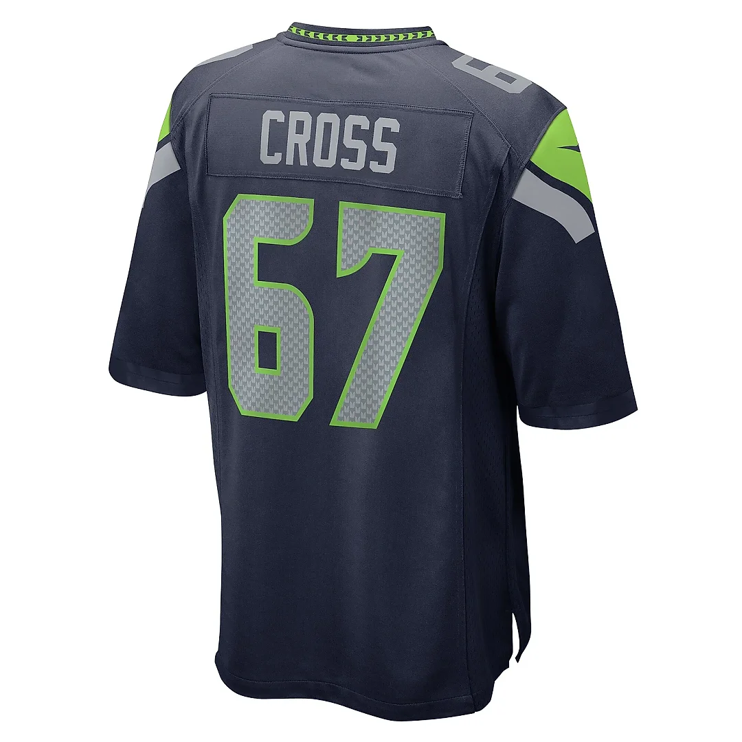 Zennovawear Men's Seattle Seahawks Charles Cross College Navy Game Jersey