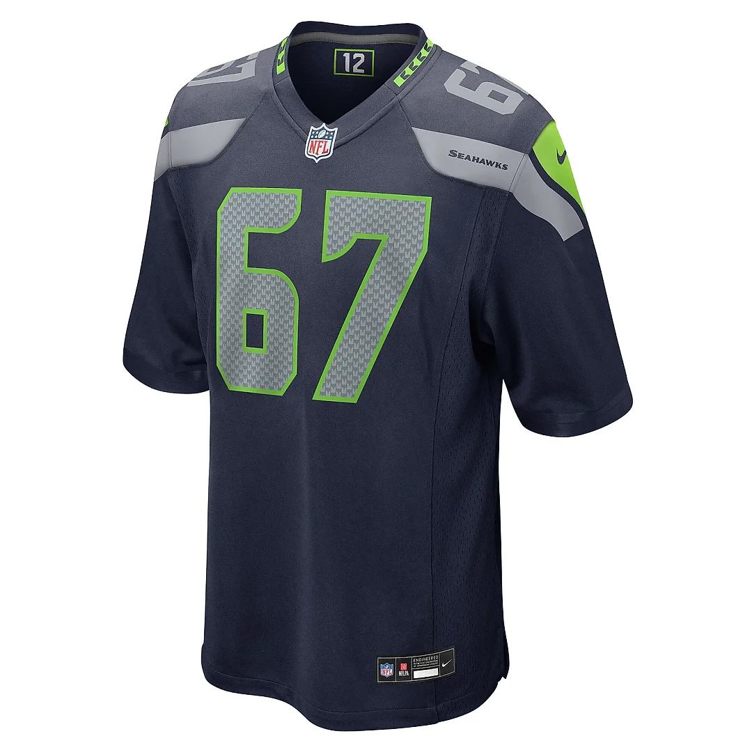 Zennovawear Men's Seattle Seahawks Charles Cross College Navy Game Jersey