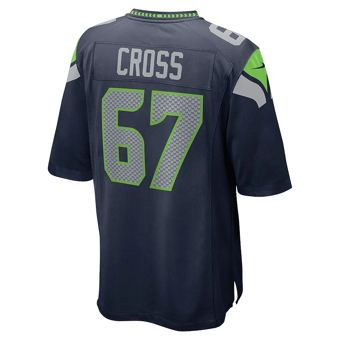 Zennovawear Men's Seattle Seahawks Charles Cross Navy Player Game Jersey