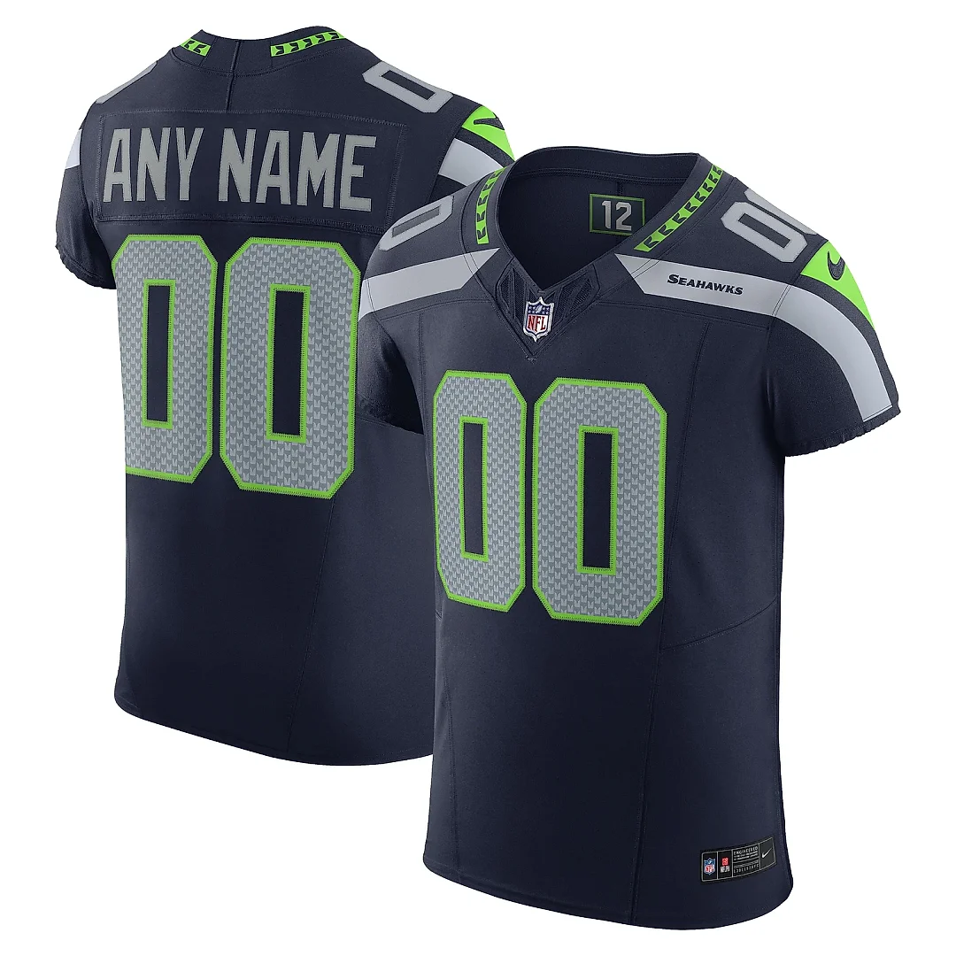 Zennovawear Men's Seattle Seahawks College Navy Vapor F.U.S.E. Elite Custom Jersey