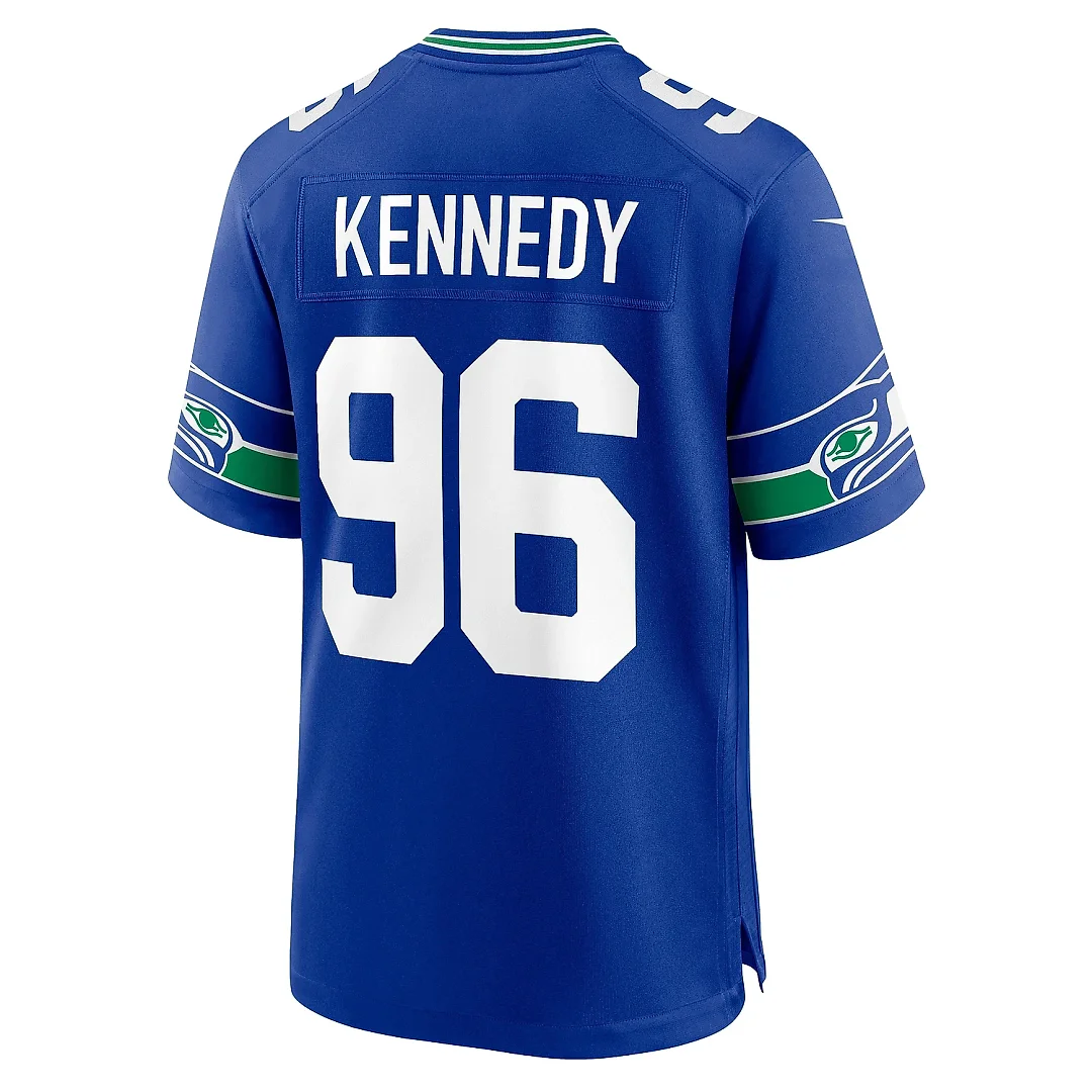 Zennovawear Men's Seattle Seahawks Cortez Kennedy Royal Throwback Retired Player Game Jersey
