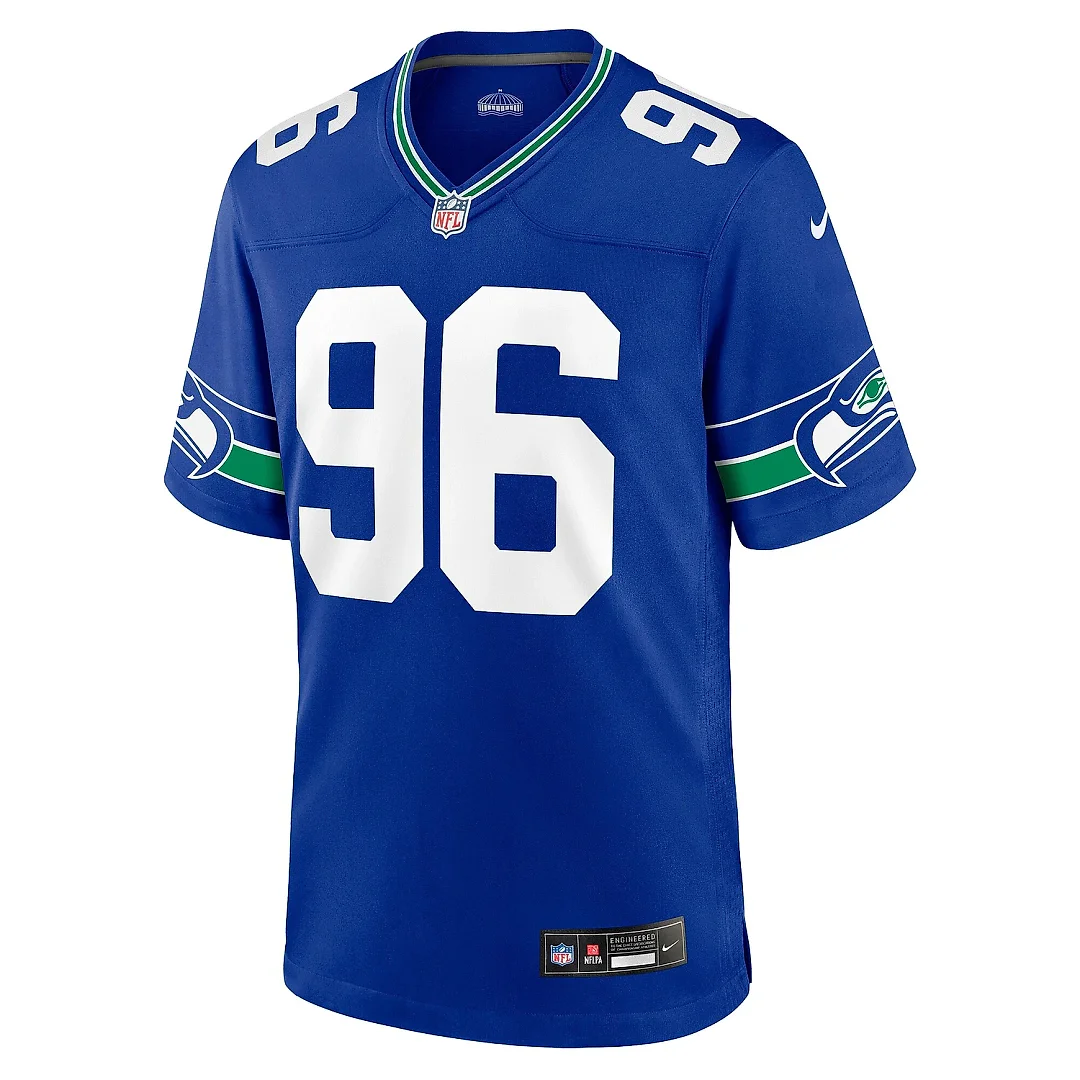 Zennovawear Men's Seattle Seahawks Cortez Kennedy Royal Throwback Retired Player Game Jersey