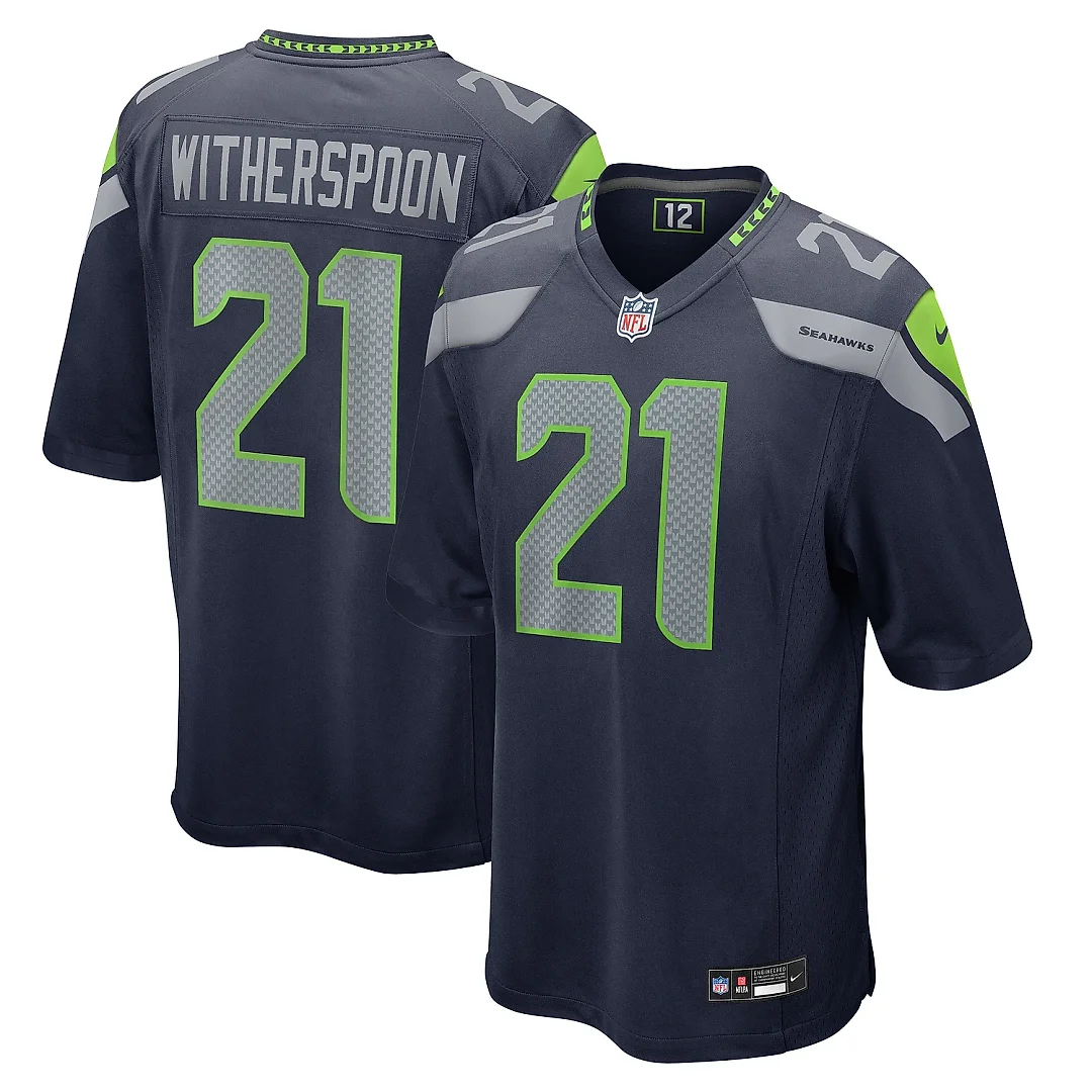 Zennovawear Men's Seattle Seahawks Devon Witherspoon College Navy Game Jersey