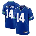 Zennovawear Men's Seattle Seahawks DK Metcalf Royal Throwback Player Game Jersey
