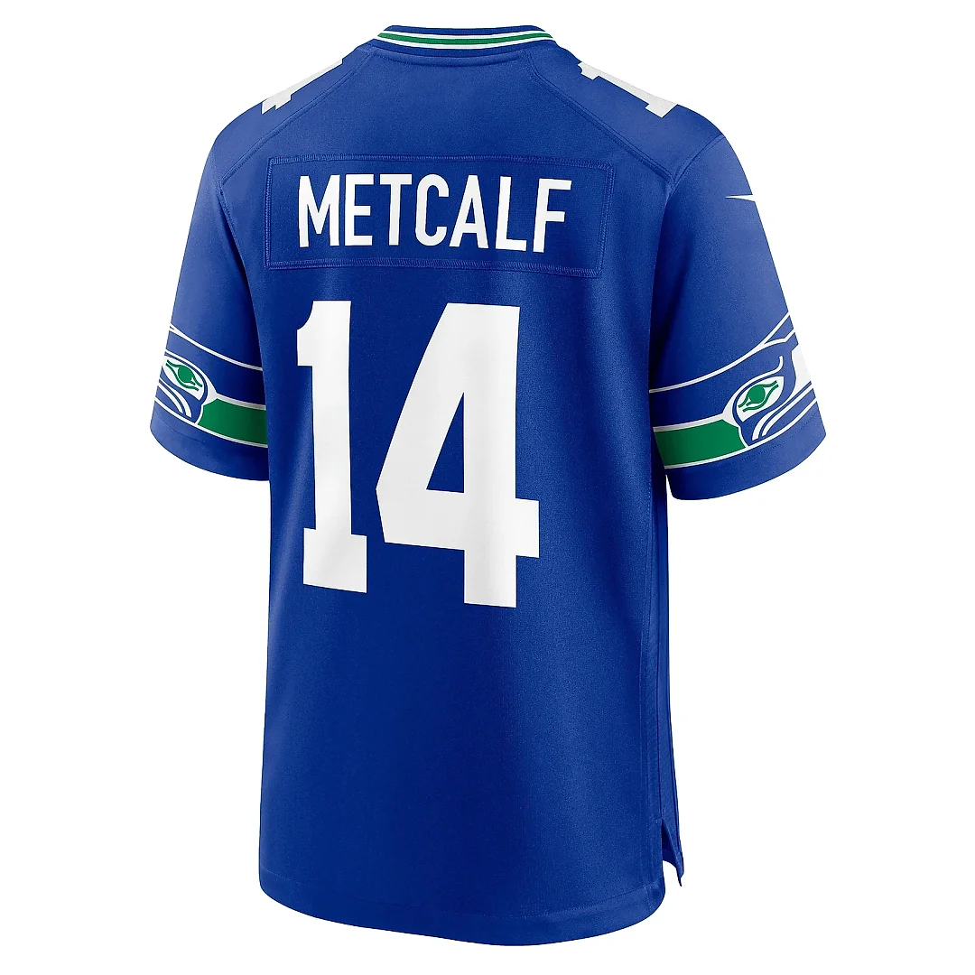 Zennovawear Men's Seattle Seahawks DK Metcalf Royal Throwback Player Game Jersey