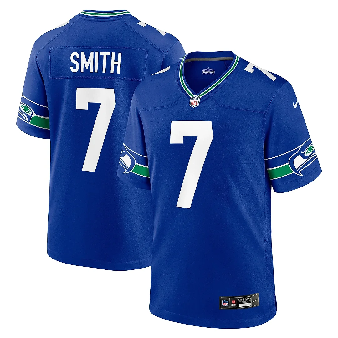 Zennovawear Men's Seattle Seahawks Geno Smith Royal Throwback Player Game Jersey