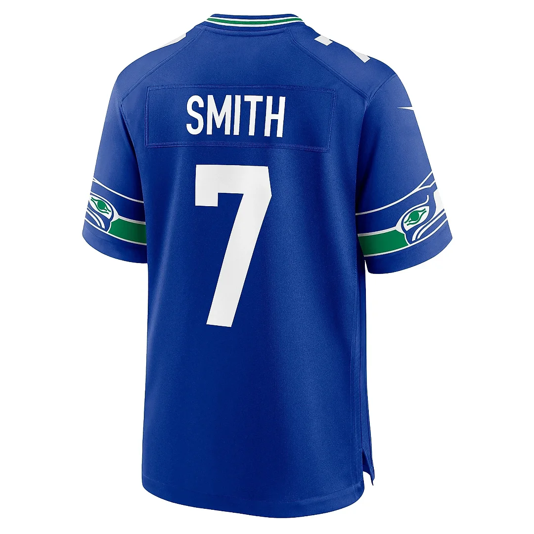 Zennovawear Men's Seattle Seahawks Geno Smith Royal Throwback Player Game Jersey
