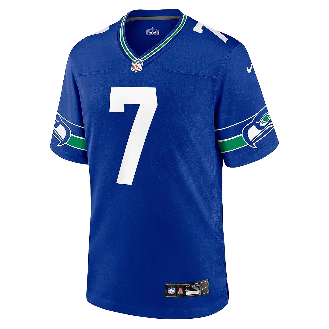 Zennovawear Men's Seattle Seahawks Geno Smith Royal Throwback Player Game Jersey