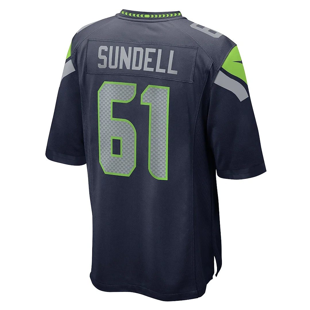 Zennovawear Men's Seattle Seahawks Jalen Sundell College Navy Game Jersey