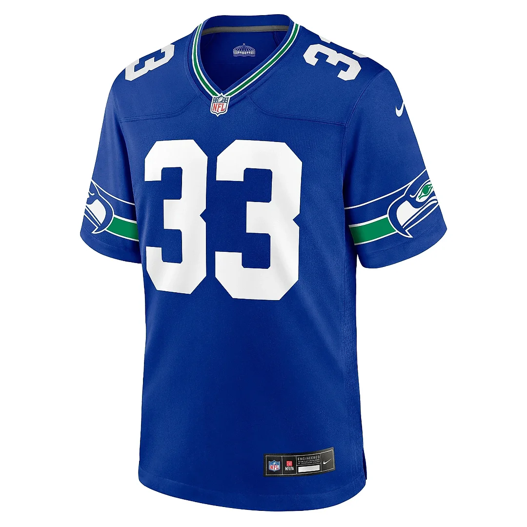 Zennovawear Men's Seattle Seahawks Jamal Adams Royal Throwback Player Game Jersey