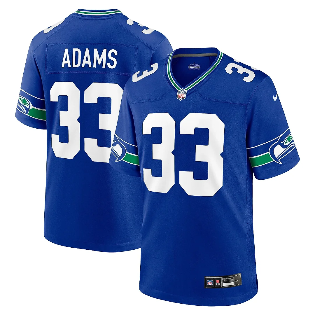 Zennovawear Men's Seattle Seahawks Jamal Adams Royal Throwback Player Game Jersey