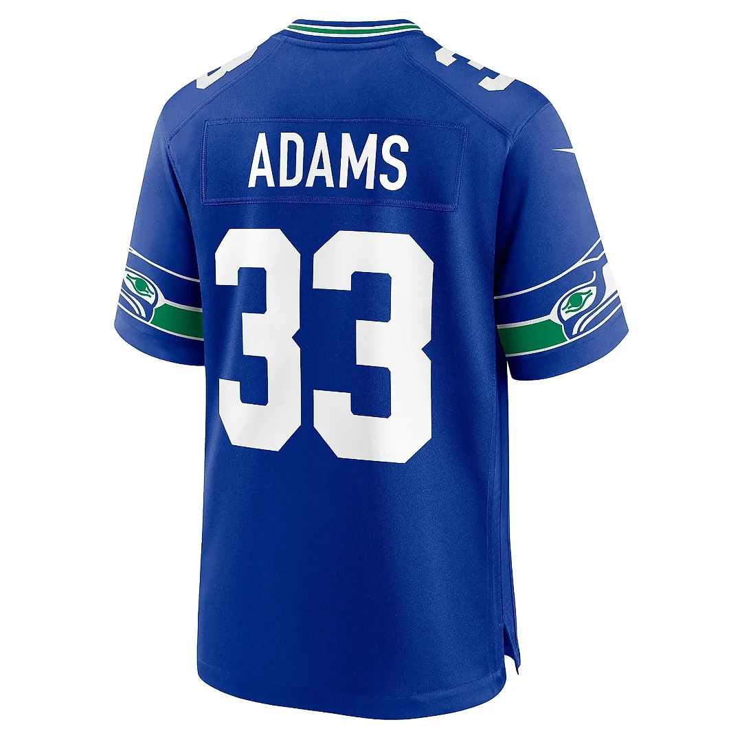 Zennovawear Men's Seattle Seahawks Jamal Adams Royal Throwback Player Game Jersey