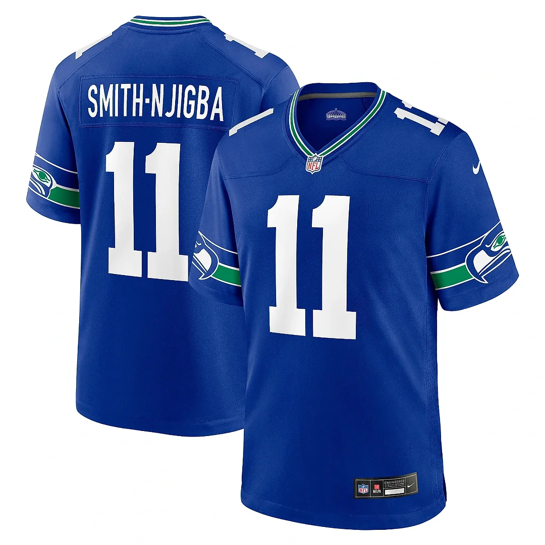 Zennovawear Men's Seattle Seahawks Jaxon Smith-Njigba Royal Throwback Player Game Jersey