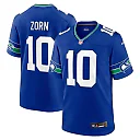 Zennovawear Men's Seattle Seahawks Jim Zorn Royal Throwback Retired Player Game Jersey