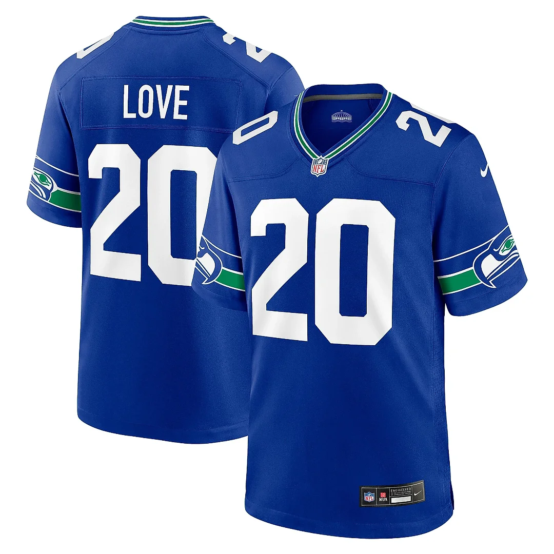 Zennovawear Men's Seattle Seahawks Julian Love Royal Throwback Player Game Jersey