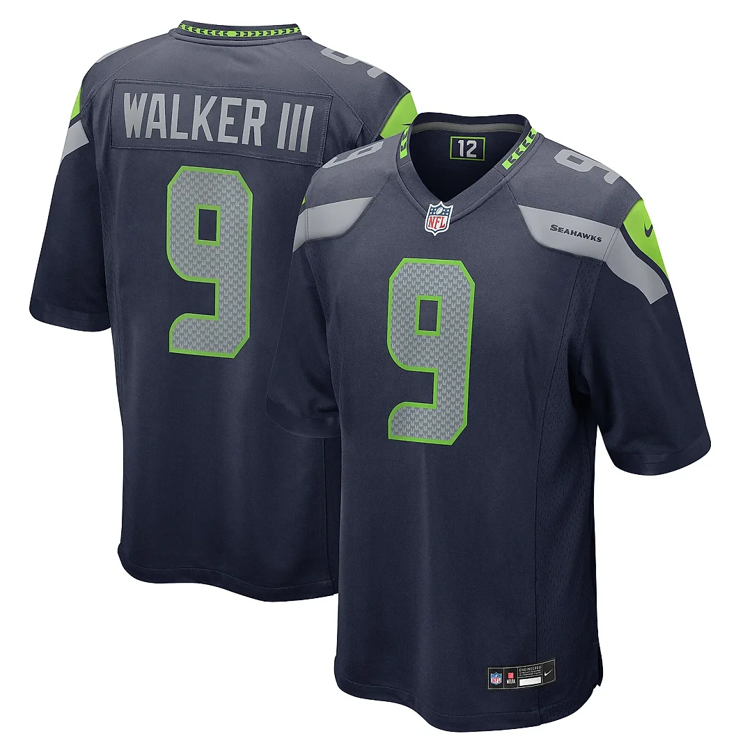 Zennovawear Men's Seattle Seahawks Kenneth Walker III College Navy Team Game Jersey