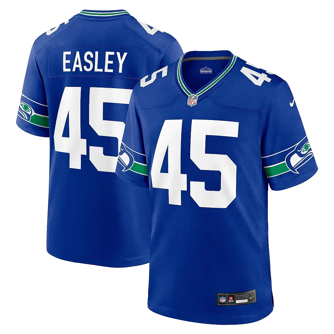 Zennovawear Men's Seattle Seahawks Kenny Easley Royal Throwback Retired Player Game Jersey