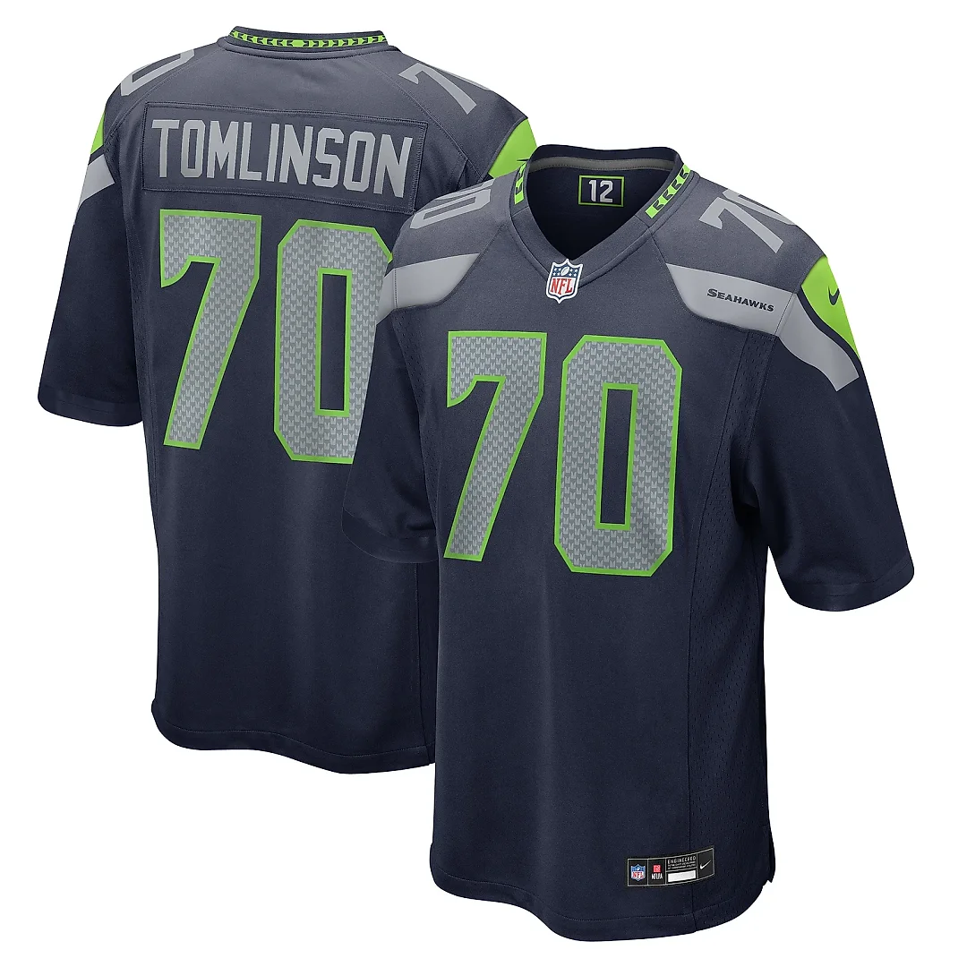 Zennovawear Men's Seattle Seahawks Laken Tomlinson College Navy Game Jersey