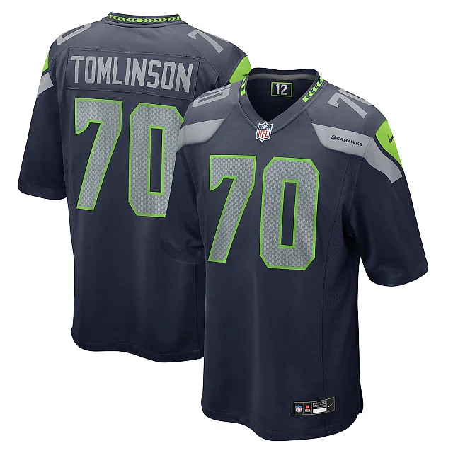 Zennovawear Men's Seattle Seahawks Laken Tomlinson College Navy Game Jersey