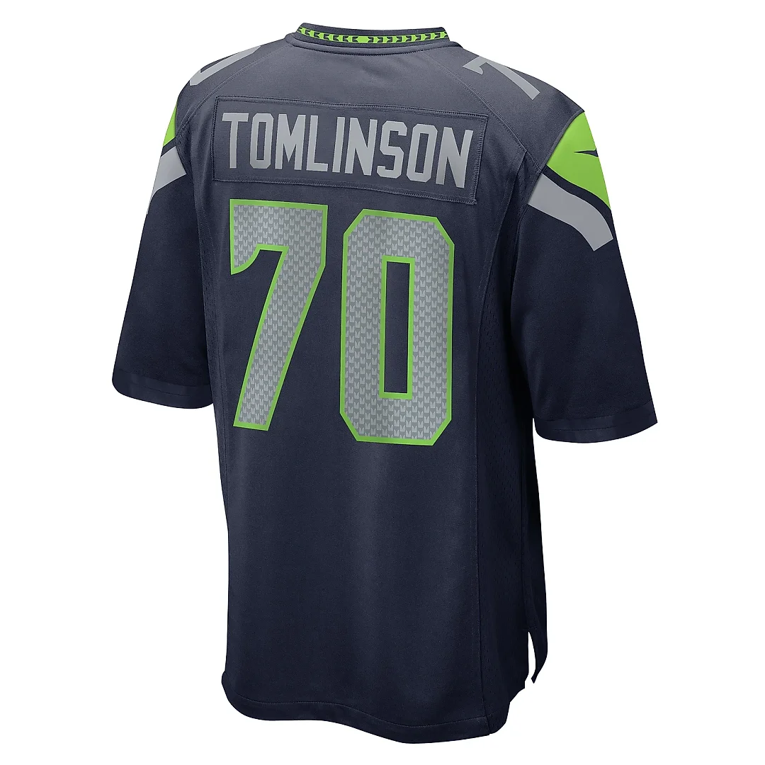 Zennovawear Men's Seattle Seahawks Laken Tomlinson College Navy Game Jersey