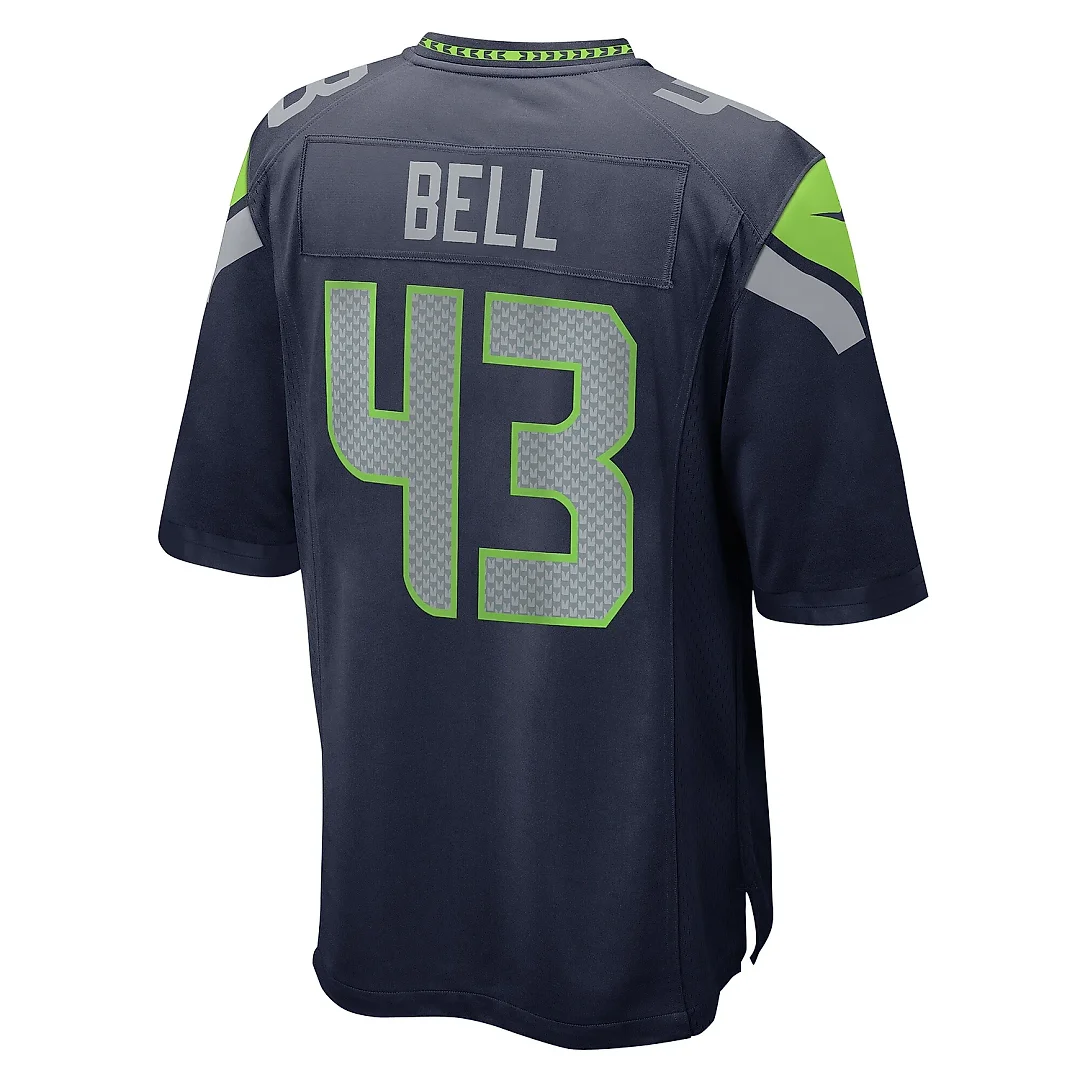 Zennovawear Men's Seattle Seahawks Levi Bell College Navy Team Game Jersey