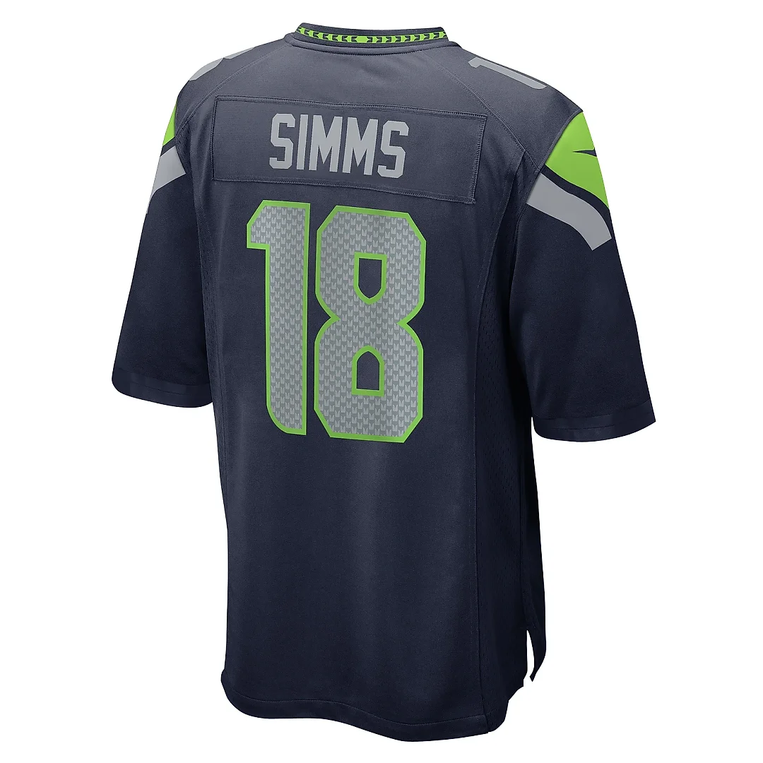 Zennovawear Men's Seattle Seahawks Marcus Simms College Navy Game Jersey