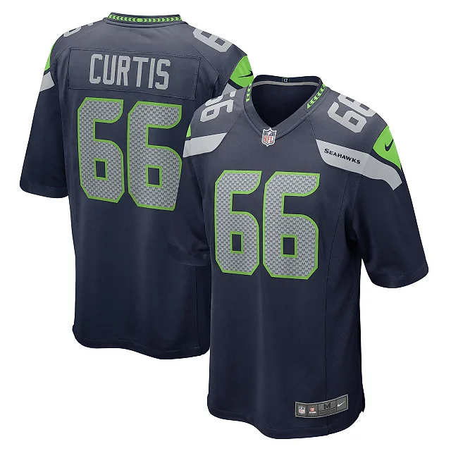 Zennovawear Men's Seattle Seahawks McClendon Curtis College Navy Team Game Jersey