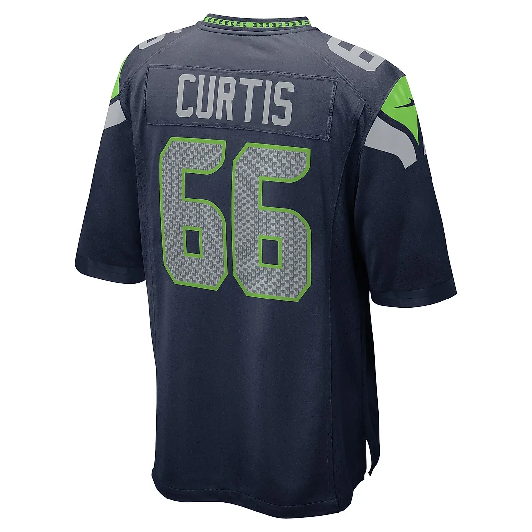 Zennovawear Men's Seattle Seahawks McClendon Curtis College Navy Team Game Jersey