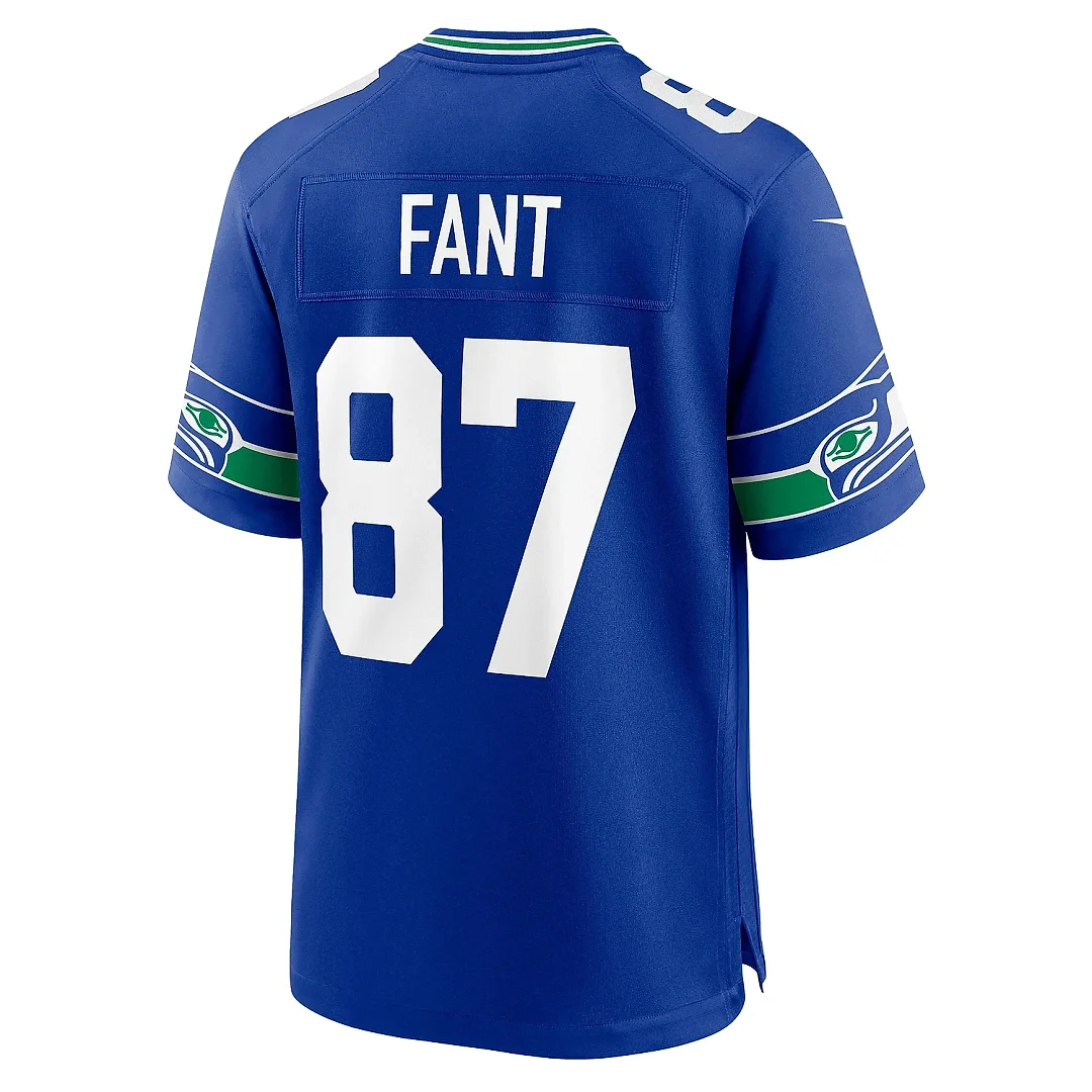 Zennovawear Men's Seattle Seahawks Noah Fant Royal Throwback Player Game Jersey