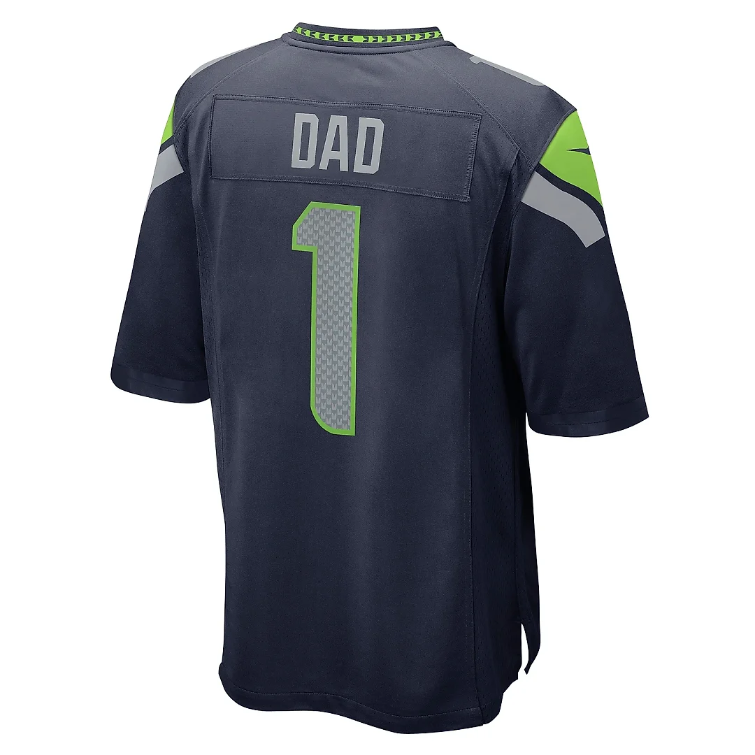 Zennovawear Men's Seattle Seahawks Number 1 Dad College Navy Game Jersey