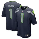 Zennovawear Men's Seattle Seahawks Number 1 Groom College Navy Game Jersey