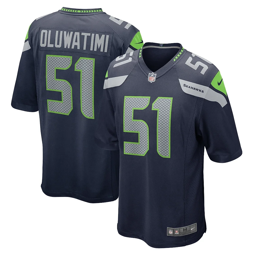 Zennovawear Men's Seattle Seahawks Olusegun Oluwatimi College Navy Game Jersey
