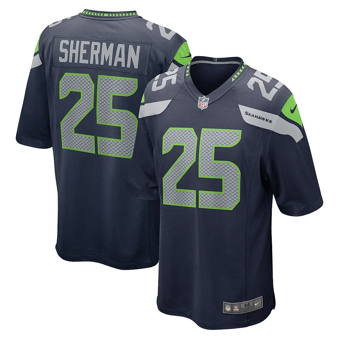 Zennovawear Men's Seattle Seahawks Richard Sherman College Navy Retired Game Jersey