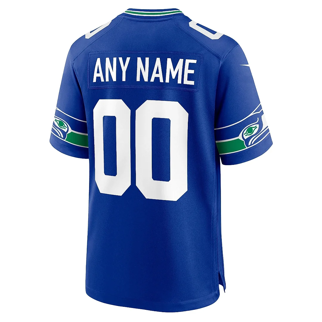 Zennovawear Men's Seattle Seahawks Royal Throwback Custom Jersey