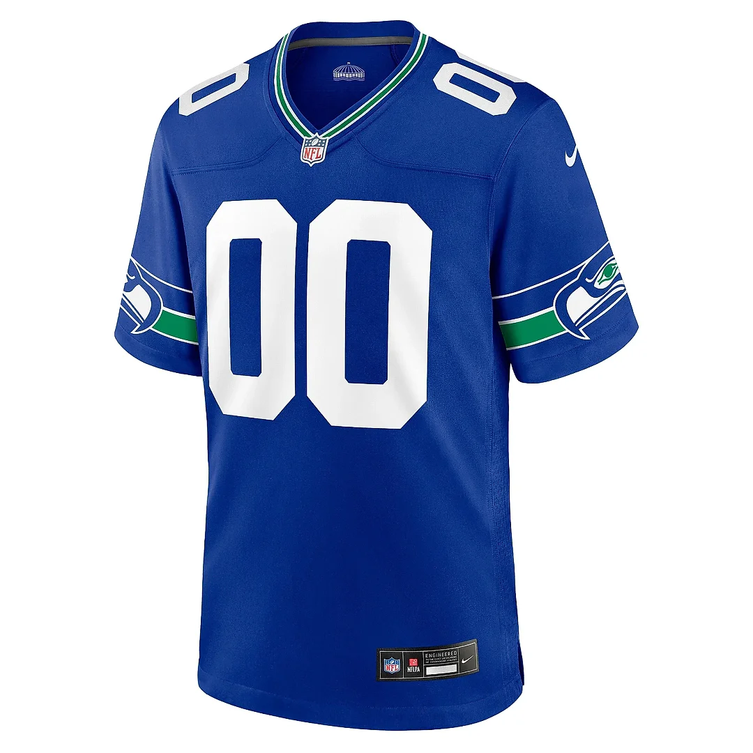 Zennovawear Men's Seattle Seahawks Royal Throwback Custom Jersey